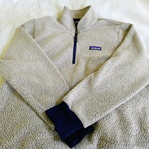 Men's Beige Sweater with Navy Accents